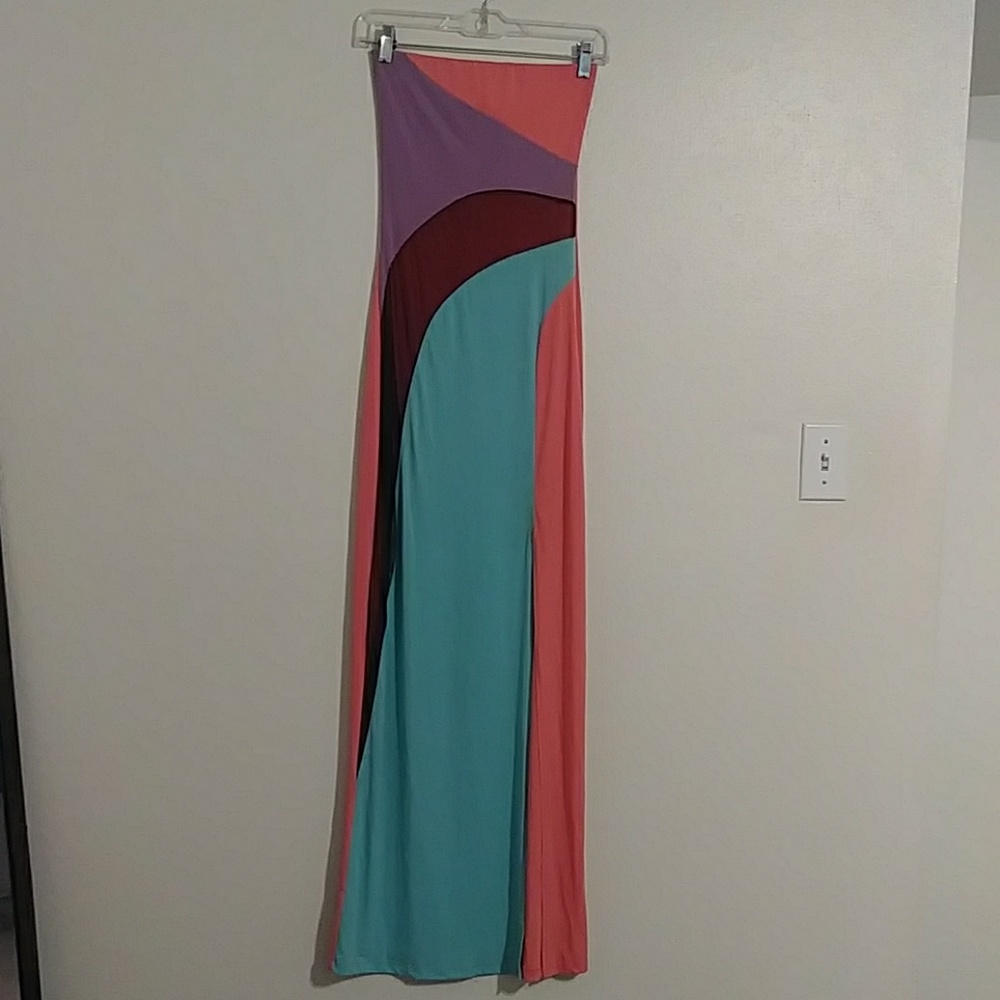 Sexy colorblock maxi dress